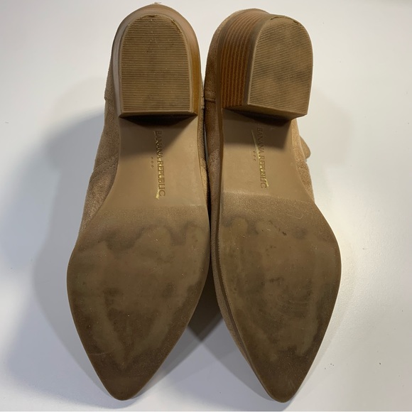 Banana Republic Womens Faux Suede Bootie Boots Shoes 8M Taupe Beige Zip Ankle - Picture 8 of 16